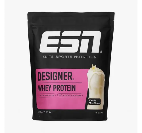 ESN Designer Whey Vanille 420 g - Köstliches Molkenprotein-Pulver für die optimale Unterstützung nach dem Training. Ideal für Damen und Herren, vielseitig einsetzbar als Snack oder Shake.