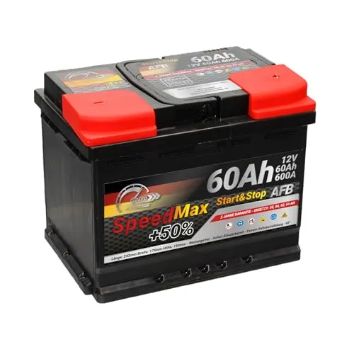 Autobatterie Speed Max 60Ah 600A Starterbatterie 12V Start&Stop AFB L2