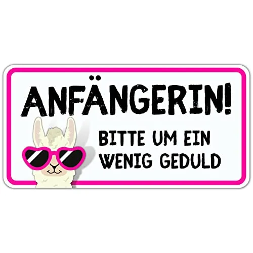 Fahranfänger Magnetschild (20x10cm) - Anfänger Schild Auto - Bessere Alternative zu Auto Aufkleber und Saugnapf - Geschenke zum Führerschein - Magnet Schild Beginner für Fahrschule - Alpaka