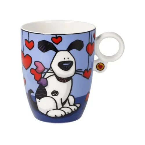 Goebel Ed Heck Künstlertasse Love Dog 400 ml - Pop Art Design - Thermobehälter mit einzigartigem Pop Art Design von Ed Heck, ideal für Hundeliebhaber und Kunstliebhaber gleichermaßen.