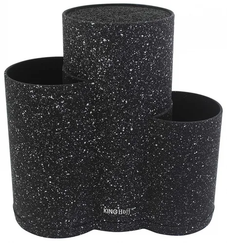Universeller Messerständer 3 in 1, Schwarz | Runder Besteckhalte KH-1561 - Küchenmesser Aufbewahrung mit leicht zu reinigendem Design, ideal für moderne Küchen. Breite: 11,5 cm, Höhe: 21,5 cm, Gewicht: 1,75 kg.