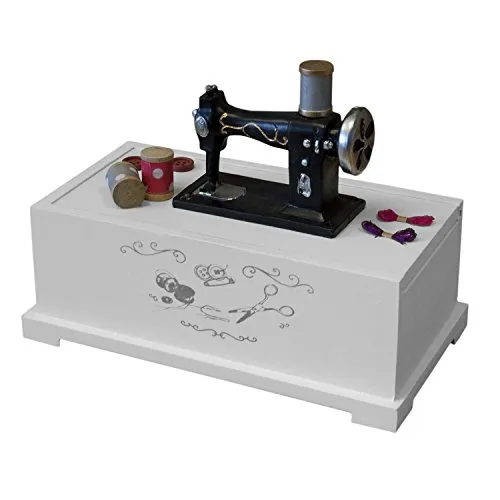 Nähkästchen Nähkasten Nähbox Nähzubehör Box Weiß 22x17x12cm aufschiebbarer Deckel Nähkorb für Nähutensilien