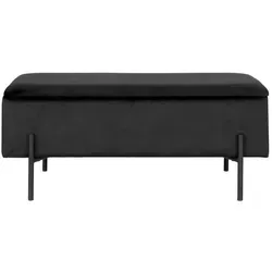 House Nordic Bank Watford mit Stauraum - Schwarze Samtbank für Ihr Wohnzimmer - Sitzbank mit Stauraum, modernes Design aus schwarzem Samt, stabile Holzstruktur und pflegeleicht, ideal für stilvolle Wohnzimmer.