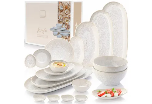 SÄNGER Servierplatten Korfu 15 tlg in beige von Sänger