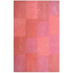 Kayoom Moira 100 Multi / Rot 160cm x 230cm - Vintage-Teppich im Patchwork-Look, handgefertigt und einzigartig. Pflegeleicht und strapazierfähig, ideal für stark frequentierte Räume.