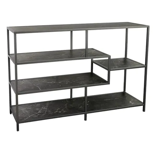 riess-ambiente Standregal SLIM LINE 115cm graphit / schwarz - Standregal im angesagten Industrial Design, mit asymmetrischen Regalböden in edler Marmor-Optik und stabilem Metallgestell - ideal für Wohnzimmer oder Arbeitszimmer.