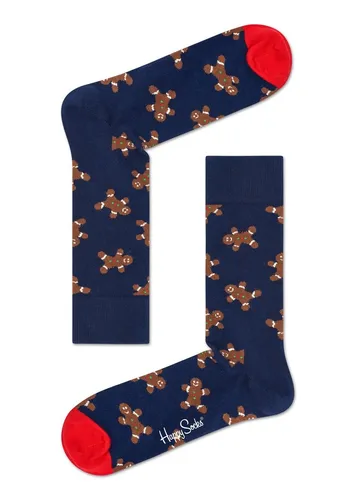 Happy Socks Tagessocke Crew Gingerbread (Lebkuchen) navyblau/rot - 1 Paar