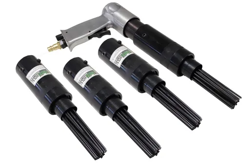 TRUTZHOLM Druckluft-Nagler mit Nadelentroster und 3 Ersatzköpfen - Druckluftgeräte: Effektiver Nadelentroster mit 19 Nadeln, ideal zum Entfernen von Rost und Farben - Perfekt für KFZ, Werkstatt und Heimwerker!