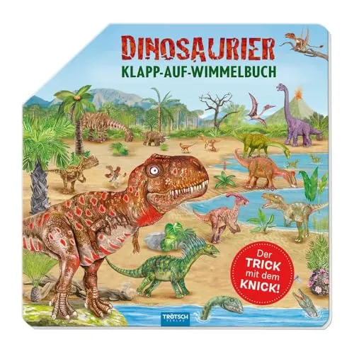 TRÖTSCH - Wimmelbuch Dinosaurier Klapp-auf-Wimmelbuch| Ab 3 Jahren: Beschäftigungsbuch Wimmelbuch Kinderbuch (Dinosaurierwelt: Alles rund um die Dinos)