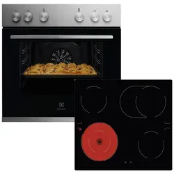 Electrolux Herdset, Edelstahl, Metall, Glas, A, 59.4x59.0x56.0 cm, Kühlgebläse, Restwärmeanzeige je Kochzone, Zweikreis-Kochzone, Backofenbeleuchtung, Küchen, Küchenelektrogeräte, Herde, Herd-Sets