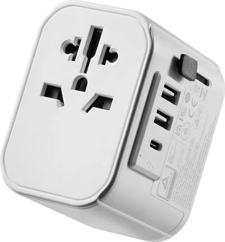 Ewent EW1475 Universal-Reiseadapter - Universeller Reiseadapter für EU, USA, CN, AUS und UK mit 3 USB-Anschlüssen. Ideal für Reisende, um mehrere Geräte gleichzeitig aufzuladen. Überlastungsschutz und LED-Anzeige für Sicherheit.