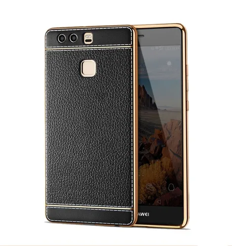 Huawei P8 Lite 2017 Handy Hülle Schutz Case Chrom Back Cover Ultra Slim Schwarz