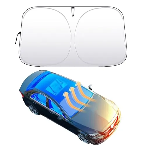 LELYFIT Auto Sonnenschutz Frontscheibe Innen, Frontscheibenabdeckung, Sonnenschutz Auto Frontscheibe, Sonnenblende Vorne, Windschutzscheibe für Sommer UV Hitzeschutz Plane Faltbar,145×80CM