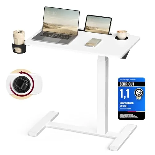 VASAGLE Beistelltisch mit Rollen, mobiler Stehtisch, 70 x 40 cm