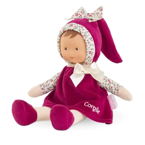Corolle Mon Doudou Miss Röschen, Weichkörperpuppe mit Schlenkerbeinen, Vanilleduft, Namensetikett, waschbar, 25cm, ab den ersten Lebensmonaten geeignet
