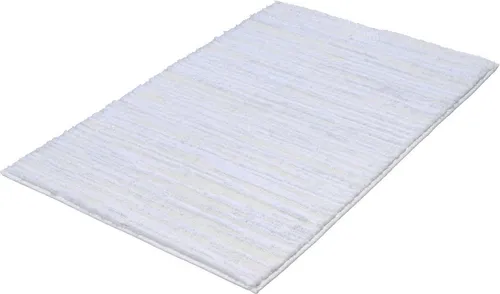 Kleine Wolke Badteppich Glow, 60x100 cm, Weiß - Badematte mit Streifenstruktur und dezente Glanzeffekte, aus 100% Polyester für ein weiches Gefühl unter den Füßen und eine elegante Badezimmergestaltung.