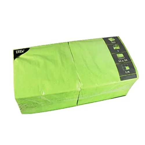 PAPSTAR 1000 Servietten, 3-lagig limonengrün - Umweltfreundliche 3-lagige Servietten in limonengrün, 33 x 33 cm, ideal für Gastronomie und Catering. FSC®-zertifiziert und Nordic Eco Label 'Svanen' für nachhaltigen Genuss.