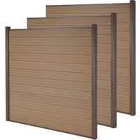 MCW WPC-Sichtschutz Savoie Windschutz Zaun Alu-Pfosten - 3er Set 5,6m Teak - Moderner WPC-Sichtschutzzaun mit Alu-Pfosten für individuellen Einsatz. Robuste Konstruktion, einfaches Stecksystem und beliebig erweiterbar für optimalen Sichtschutz und gemütliches Ambiente auf Terrasse oder im Garten.