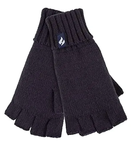 HEAT HOLDERS Handschuhe Fingerlos Damen Warm für Winter Bunt Thermo Handschuhe Ohne Finger mit Fleece Gefüttert (Einheitsgröße, Navy Solid)