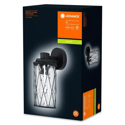 Ledvance LED Außenleuchte Wandlampe Endura Cage Down Schwarz IP44 E27