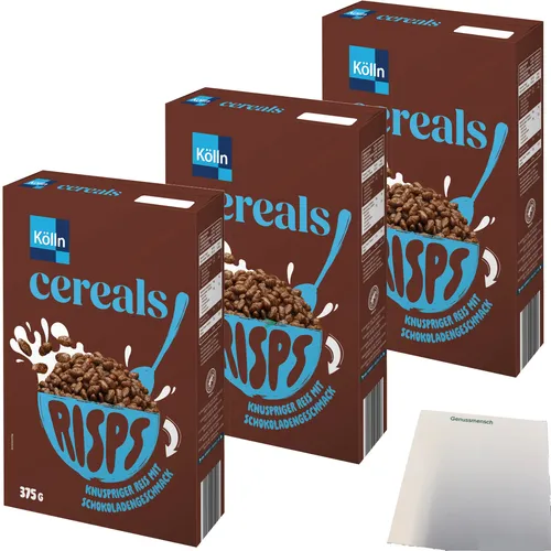 Kölln Cereals Risps Schoko 3er Pack 3x375g Packung usy Block