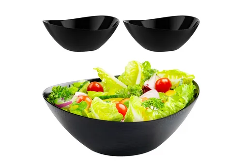 KONZEPT Salatschüssel Salatschüssel, Schwarze Schüssel aus gehärtetem Opalglas, (Servierschüssel für Suppen, Müsli, Salat, Obst, Snack, 3-tlg), ideal als Suppenschüssel oder Servierschüssel