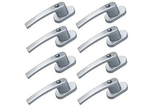 BASI Fenstergriff mit Druckknopfsicherung, 8x Fenstergriff - Silber, (Spar-Set, 8-tlg), Aluminium, abschließbar, GL, inkl. 2 Schlüssel/Griff, 8er Set, Silber