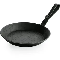 WAS Germany Brat-Servierpfanne Iron Pan 22 - Eisenpfanne mit gebogenem Hakenstiel, Ø 28 cm, ideal zum Braten und Servieren von Fleisch und Gemüse.