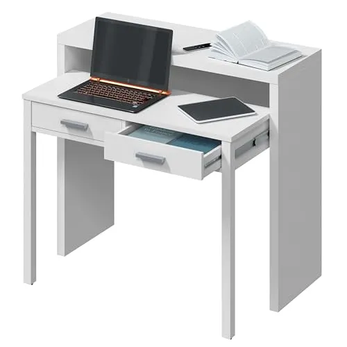 Ausziehbarer Konsolenschreibtisch mit zwei Schubladen