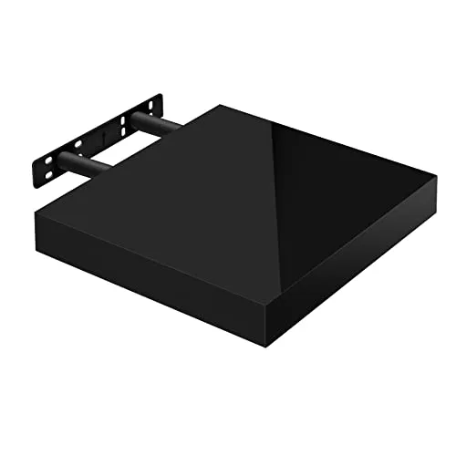 WOLTU Wandregal Volato Wandboard freischwebend hochglänzend Schwarz Schweberegal CD DVD Regal Bücherregal Holz Board 25x22,9x3,8cm RG9488sz
