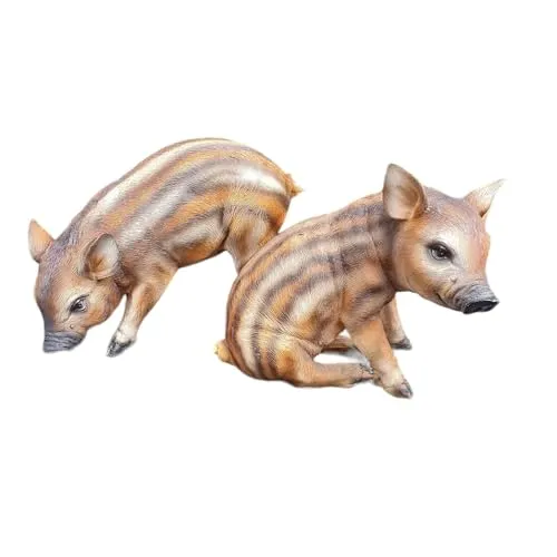 Aspinaworld Gartenfigur, Baby Wildschwein Figuren im 2 er Set 14 cm, Figur für den Garten, wetterfeste Deko