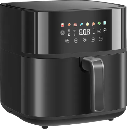 Heißluftfritteuse, Air Fryer, 8 Programme, 8 Liter, LED-Screen, Schwarz