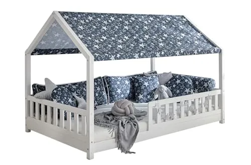 TiCAA Dachvorhang mit Motiv für Hausbett Kay 120 x 200 von TiCAA