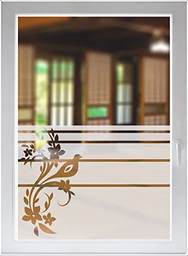 INDIGOS UG Folie für Duschkabine Bad Glasdekor Fensterfolie Sichtschutzfolie Floral Fensterbild Ornament satiniert Blickdicht - auch mit Individueller Breite - Glasdekorfolie - selbstklebend - matt