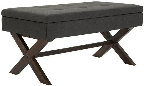 CLP Sitzbank Namaro Stoff - Polsterbank mit Stauraum und Zierknöpfen - Esszimmer Sitzbänke mit komfortablem Sitzpolster und robustem Kautschukholzgestell. Ideal als Sitzmöbel und Aufbewahrungsbox für CDs, Bücher und Spielzeuge. Wählen Sie aus 7 Bezugsfarben!