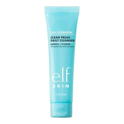 Produktbild e.l.f. SKIN Holy Hydration! Clean Freak Daily Cleanser Mini, sanfter, feuchtigkeitsspendender Gesichtsreiniger mit Hyaluronsäure, vegan und tierversuchsfrei, 30 ml