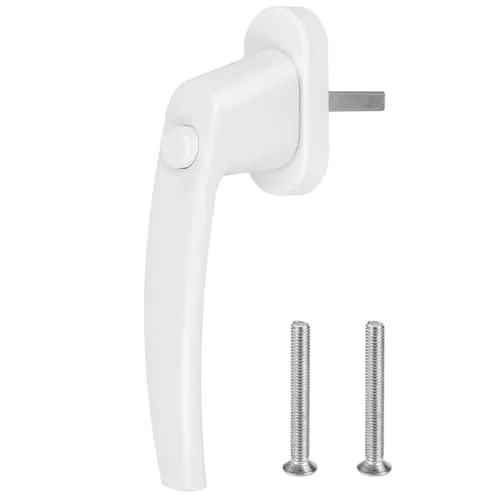 Premium Aluminium Fenstergriff verriegelbar über Druckknopf in Weiß - Stiftlänge 40mm