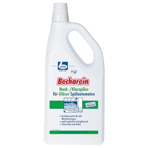 6x Dr. Becher Becharein Nach/Klarspüler für Gläserspülautomaten, 2 Liter | Flasche (2000 ml)