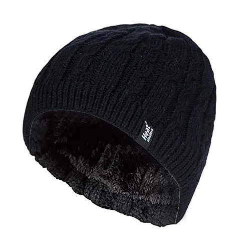HEAT HOLDERS - Damen Outdoor Winter Warm Beanie Strickmütze mit Innen Fleece (One Size, Black (Alesund))