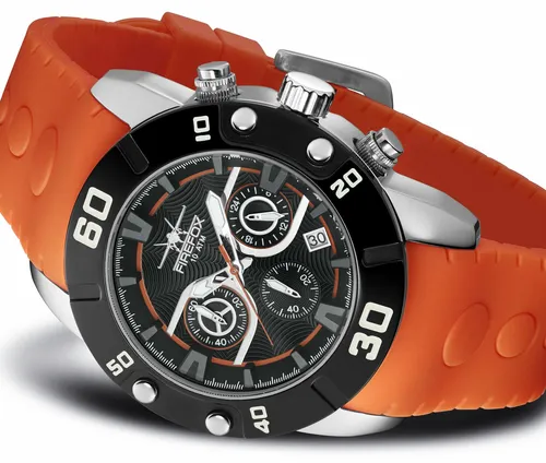 FIREFOX RUBBER THING FFS310 orange schwarz Chronograph Herren- Armbanduhr 10 ATM