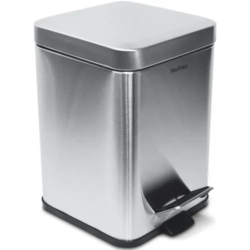 YourCasa® Mülleimer Bad [5L] - Elegantes Design - Badezimmer Mülleimer Klein - Kosmetikeimer - Bad Mülleimer mit Deckel und Softclose – Abfalleimer Bad Toilette - herausnehmbaren Inneneimer (Silber)