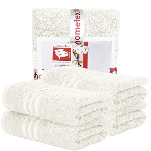 DecoHomeTextil Handtuch-Set 4 Handtücher 50 x 100 cm in Champagner Creme aus 100% Baumwolle, hochwertig, kuschelweich und saugstark
