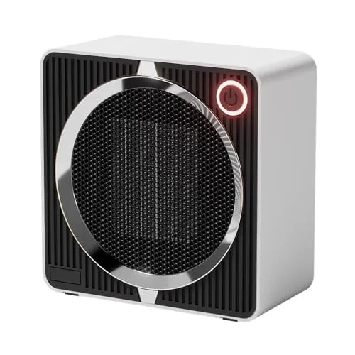 Kompakter Heizlüfter für Bad – 500W Tragbar Energiesparender Heizlüfter, Elektroheizung mit PTC Keramik-Technologie, Überhitzungs- & Kippschutz, Geräuscharm & Tragbar, Modernes Design für Büro/Desktop