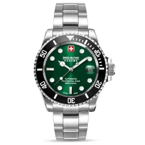 Swiss Military Hanowa SMWGL0006302 Herren Automatikuhr - Armbanduhren für Herren, Swiss Made Professional Diver mit 20 Bar Wasserschutz und Saphirglas für höchste Robustheit und Langlebigkeit.