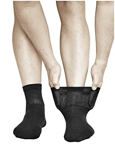 vitsocks Herren weicher Komfortbund dicke gepolsterte Socken (3 PAAR) Bequemsocken mit weitem bund Baumwolle, schwarz, 42-43