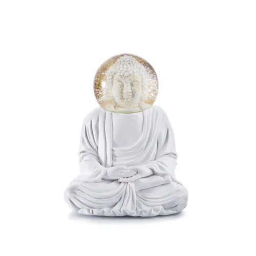 Donkey Summerglobe - The White Buddha - Figuren & Skulpturen, glitzernde Buddha-Kugel aus strapazierfähigem Material, verleiht jedem Raum Glamour und ist ein perfektes Geschenk für Glitter-Liebhaber.