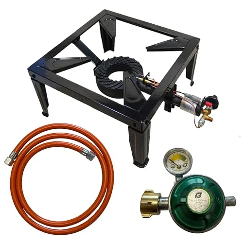 Profi Hockerkocher 10,5 KW mit Manometer - Gaskocher für Camping und Outdoor, stabil und belastbar bis 100 kg, ideal für effizientes Kochen unterwegs.