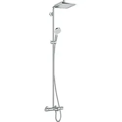 hansgrohe Crometta E 240 Showerpipe mit Wannenthermostat - Brausegarnituren mit 240 x 240 mm Kopfbrause, verstellbare Neigung und Ecostat Comfort Thermostat für sicheren und effizienten Wasserfluss.