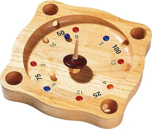 Goki HS051 - Tiroler Roulette Spiel - Gesellschaftsspiel mit Holzkreisel für 1 Spieler, fördert Geschicklichkeit und Glück - ideal für Jung und Alt!
