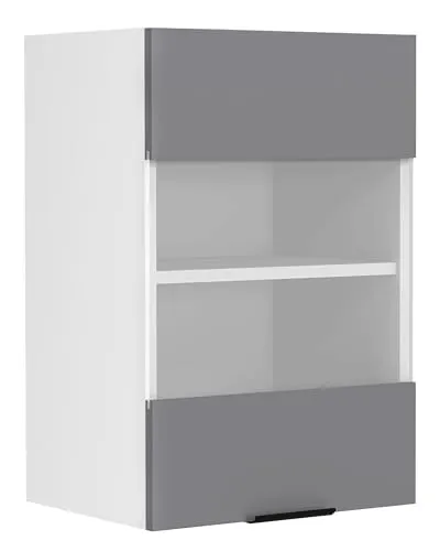 VCM Küchenschrank hängend | Glasfront & kompakte Maße - Küchenhängeschrank mit echtem Glas-Ausschnitt, ideal für kleine Küchen. Maße: H. 60 x B. 40 x T. 31 cm, bietet eleganten Stauraum.